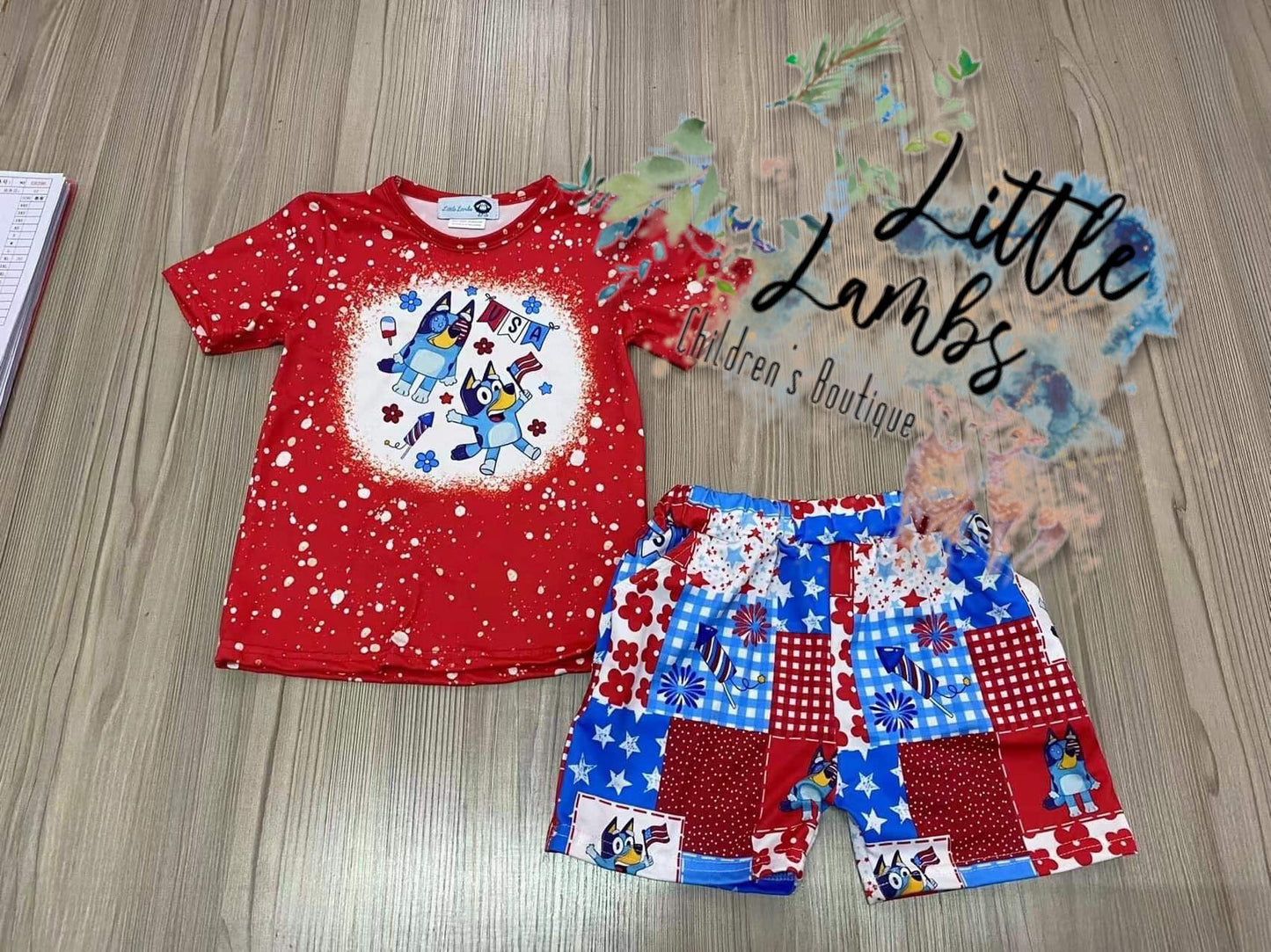 LL custom 4th Bluey b0y outfit