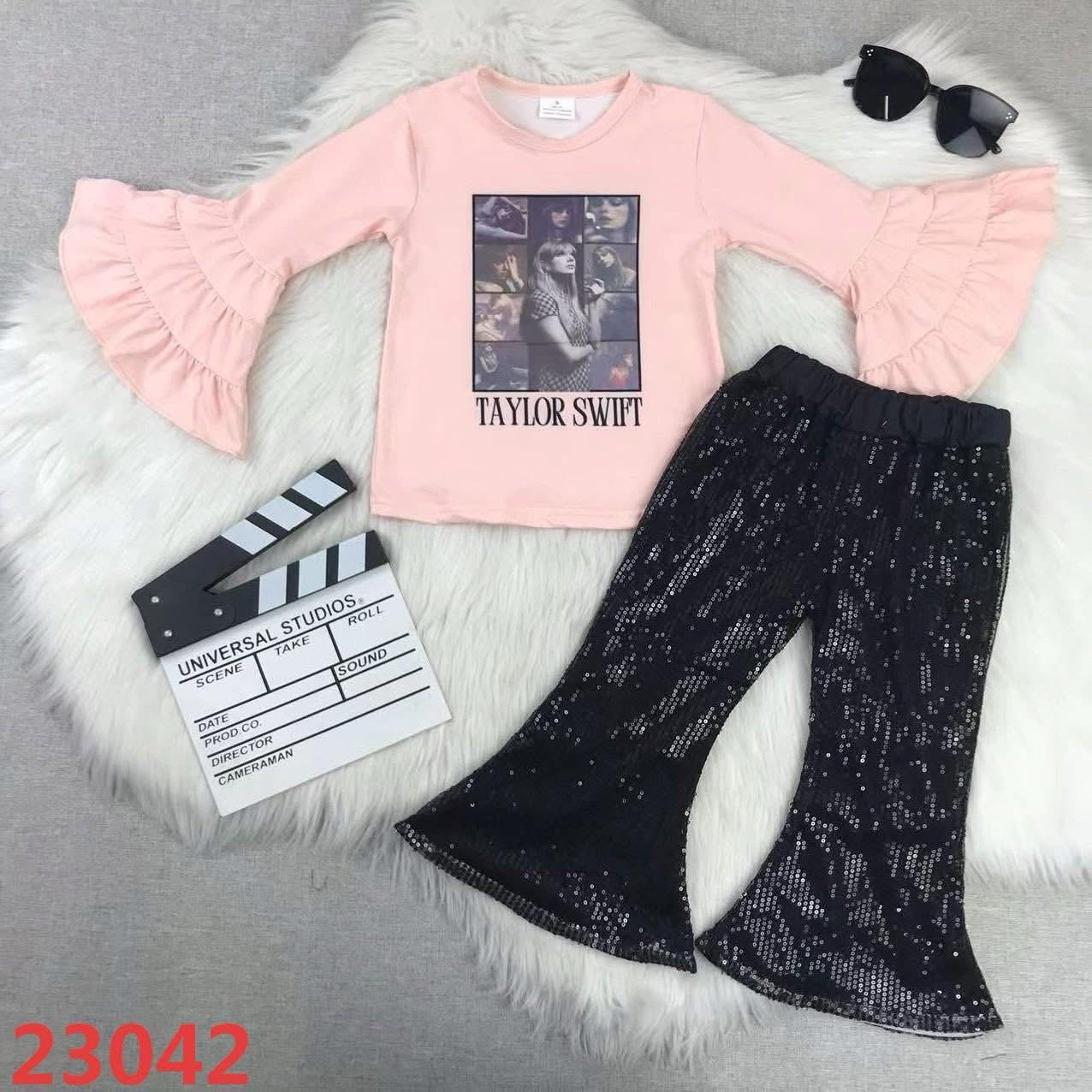 October2025preorder-peach Taylor swift shirt with black bells