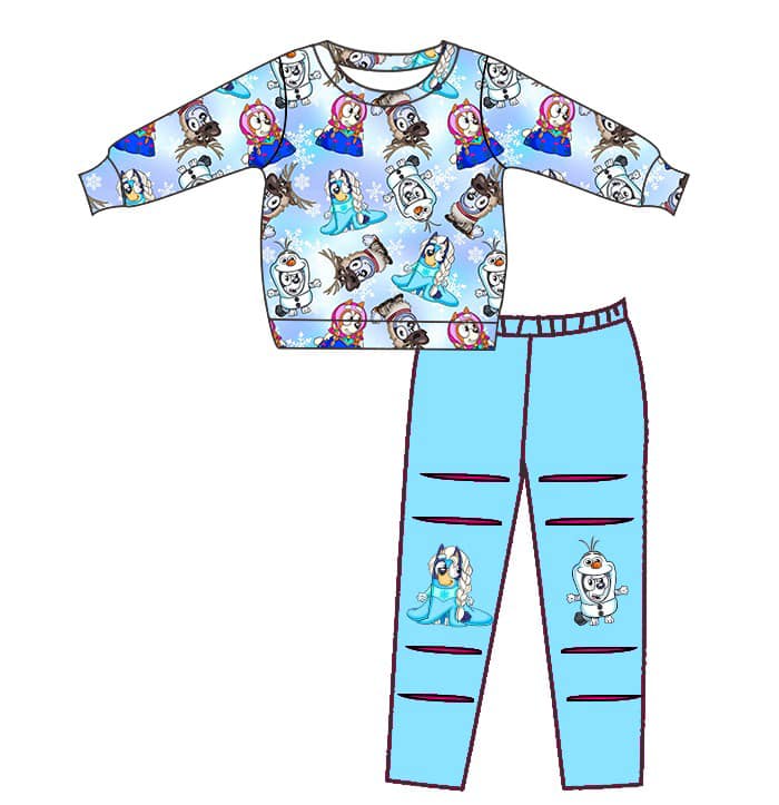 LL Custom Bluey Frozen Ripped Leggings