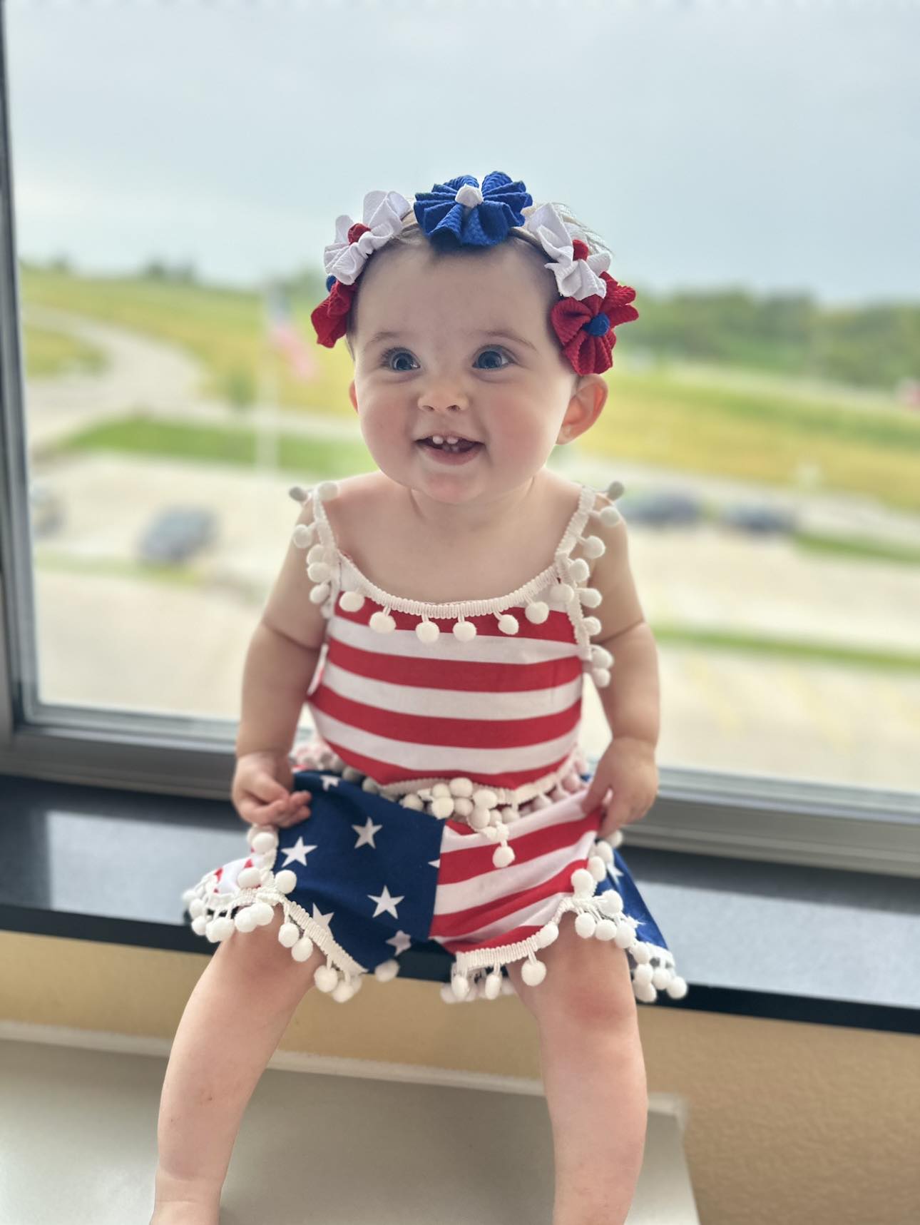 4th of July Crop Top Outfit With Pom Poms