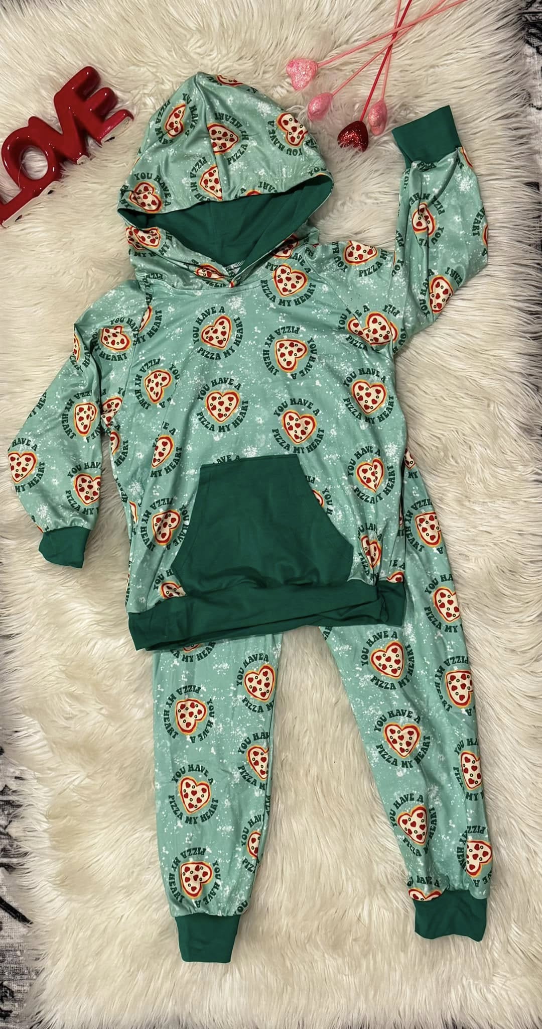 LL Vday Custom - Pizza Heart Hoodie RTS