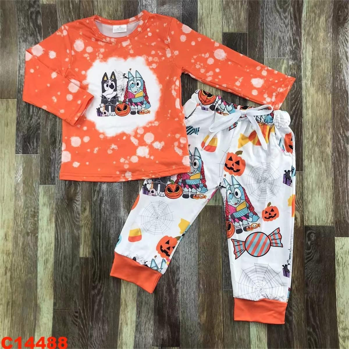 September-preorder-2025-blue dog Halloween pant set