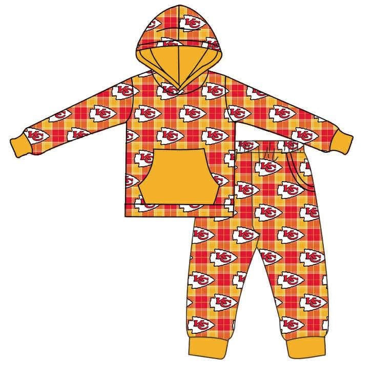 LL Christmas customs-2025-Chiefs boys plaid hoodie set