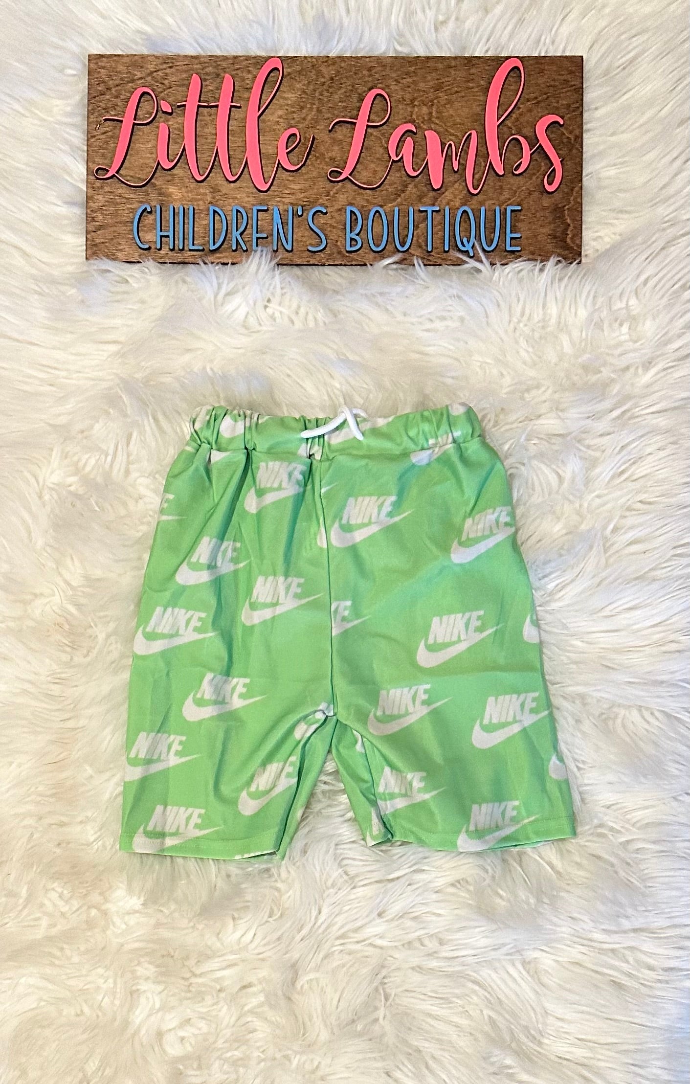 LL custom Green nike boy swim trunk