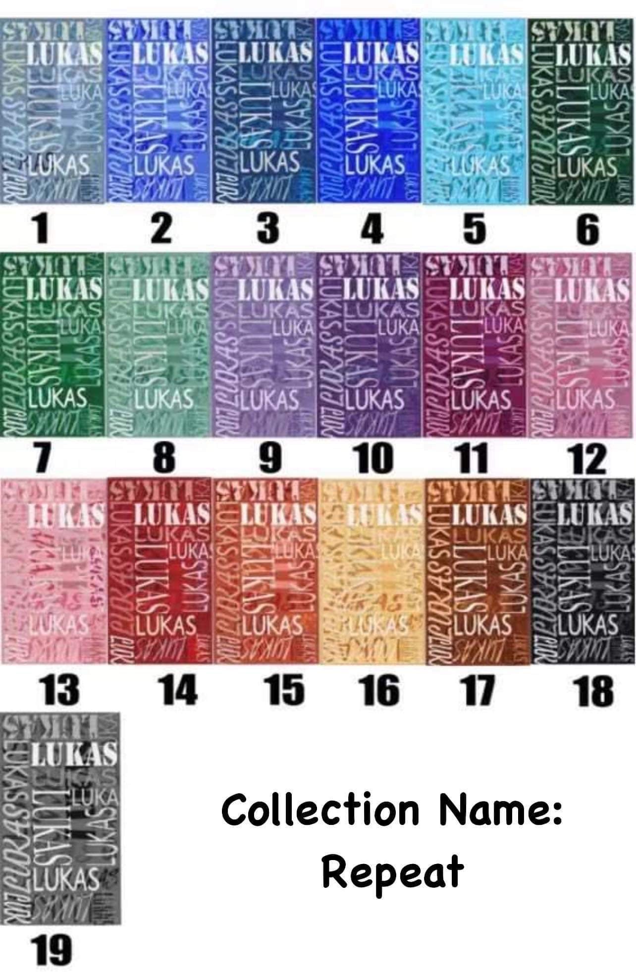 Custom towels - Repeat names