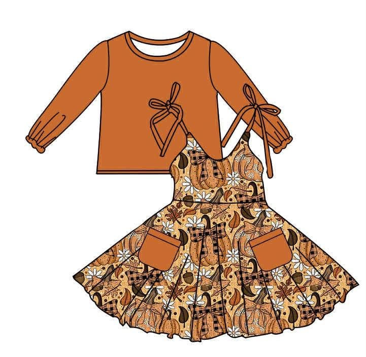 Thanksgivingcustom2025-burnt orange shirt with tied dress