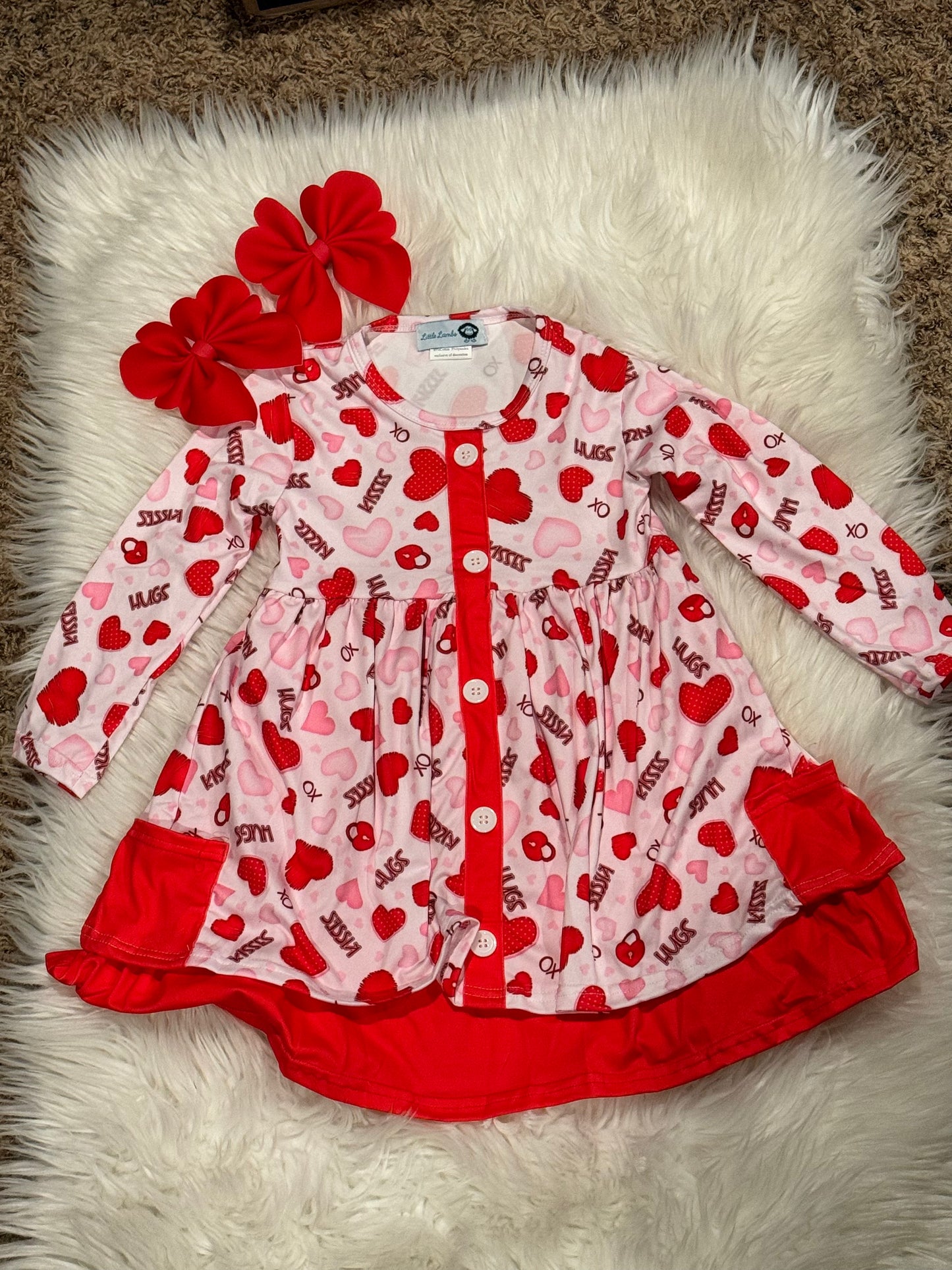 LL custom red Heart with pocket dress