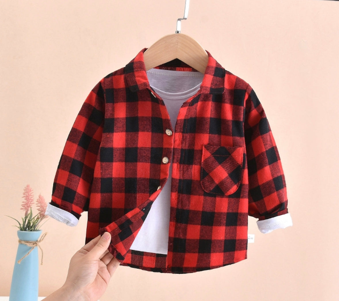 Plaid shirt with collar