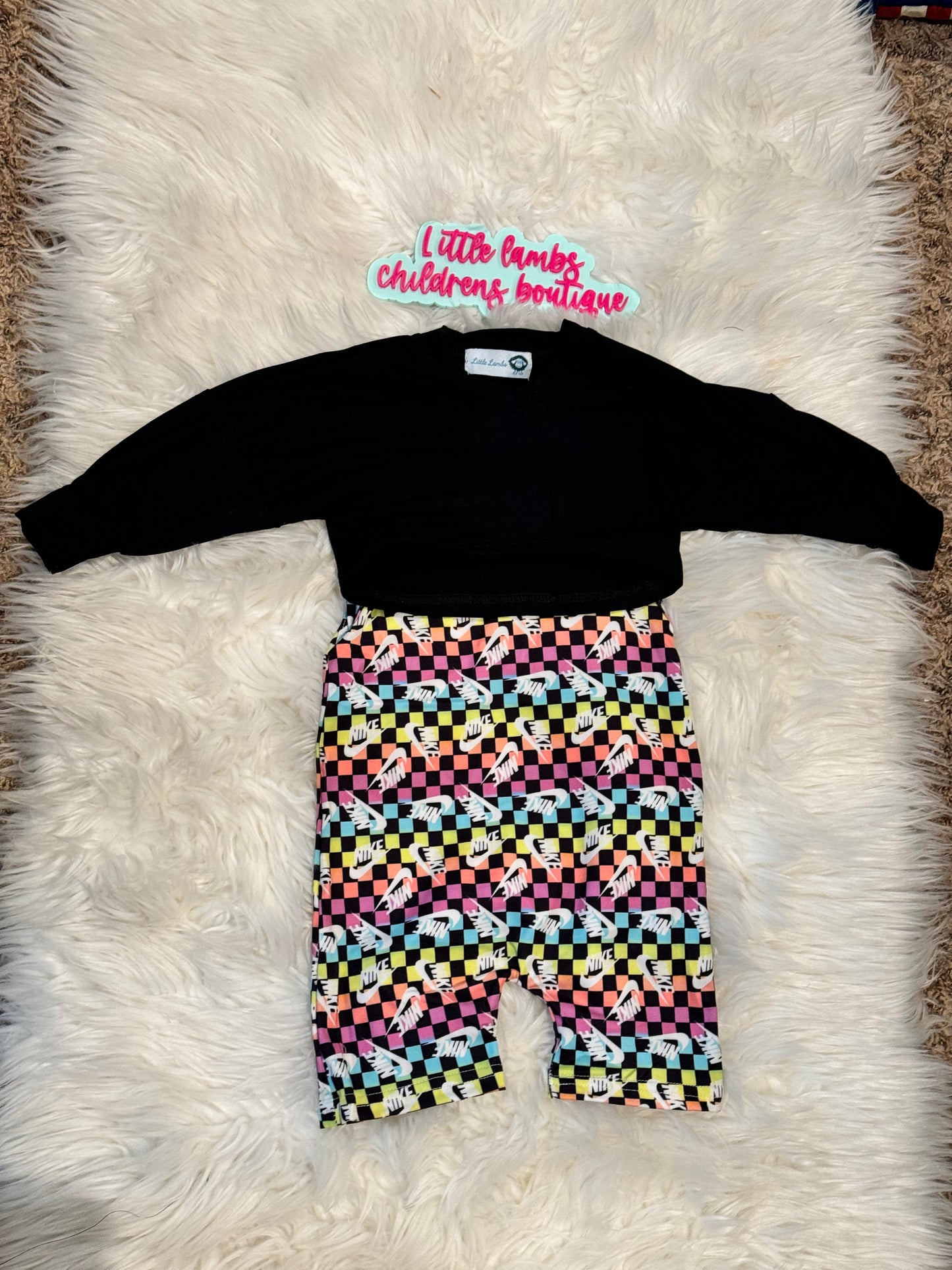 LL custom Nike Ollie romper and shirt