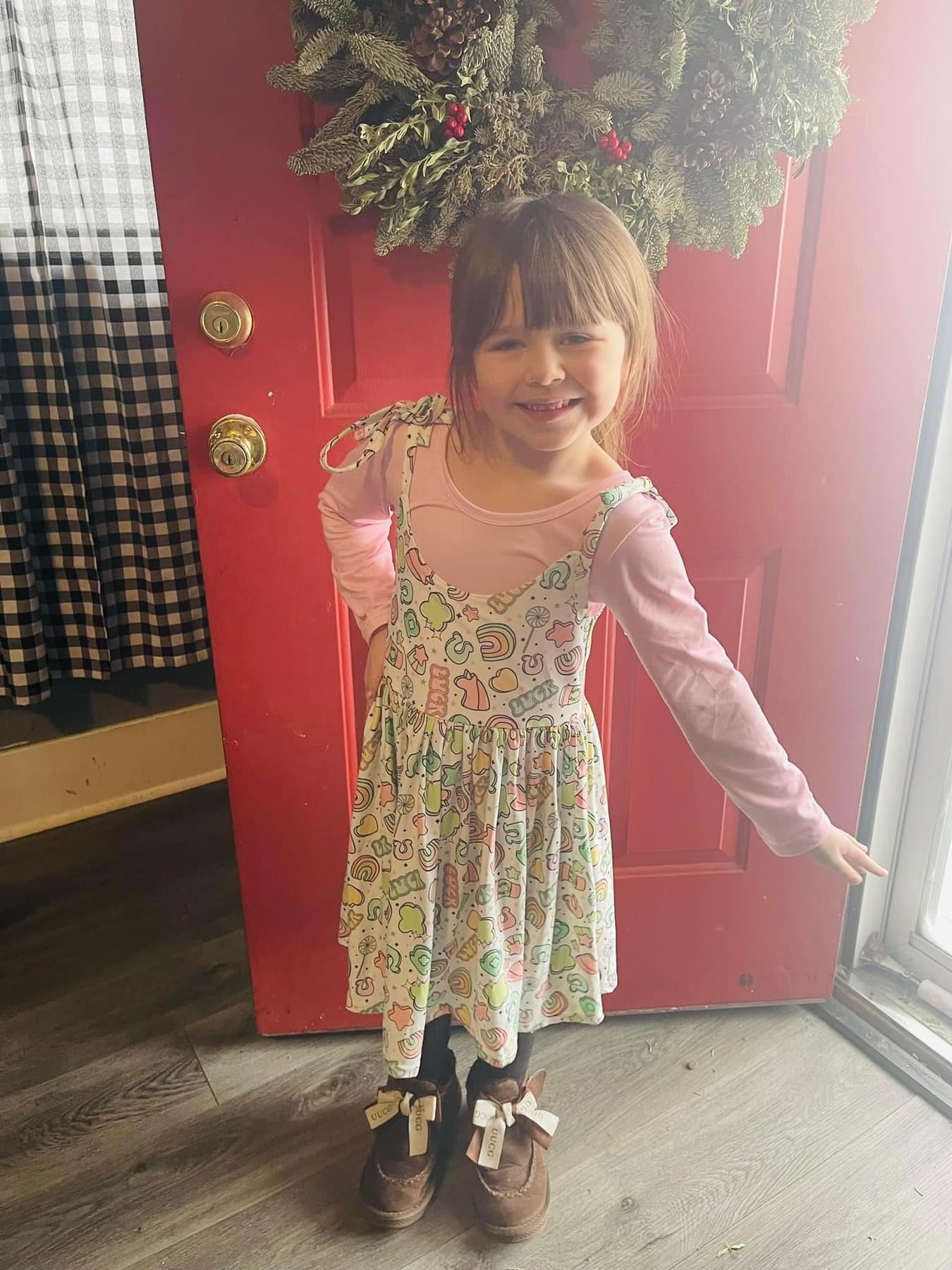 LL Custom *shamrock rainbow tie dress and shirt