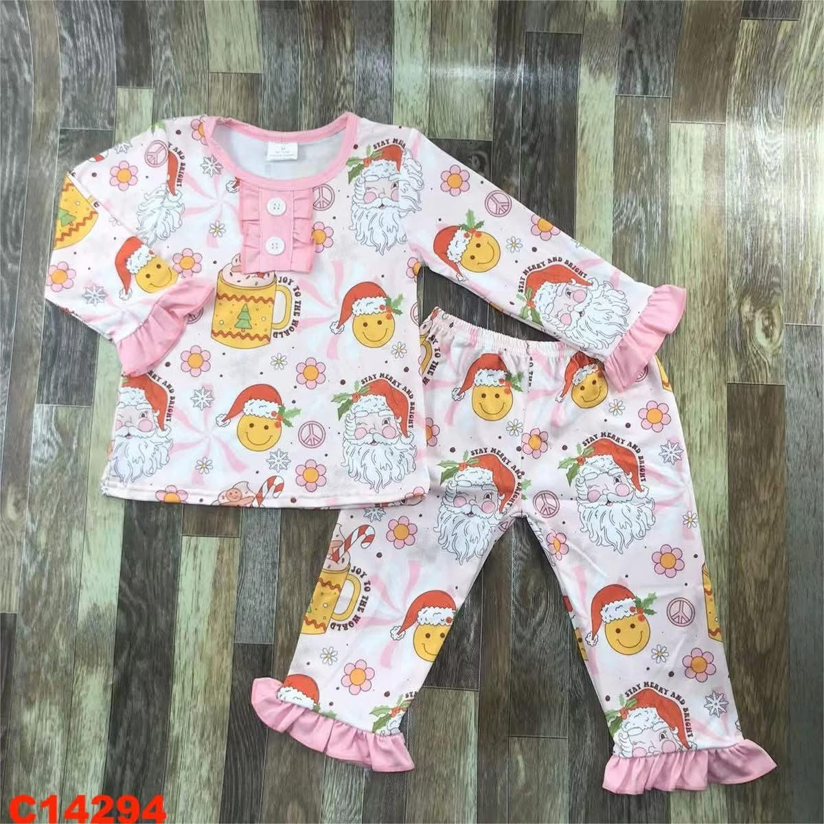 November 2025 preorder- Pink smily face with Santa hat pajama