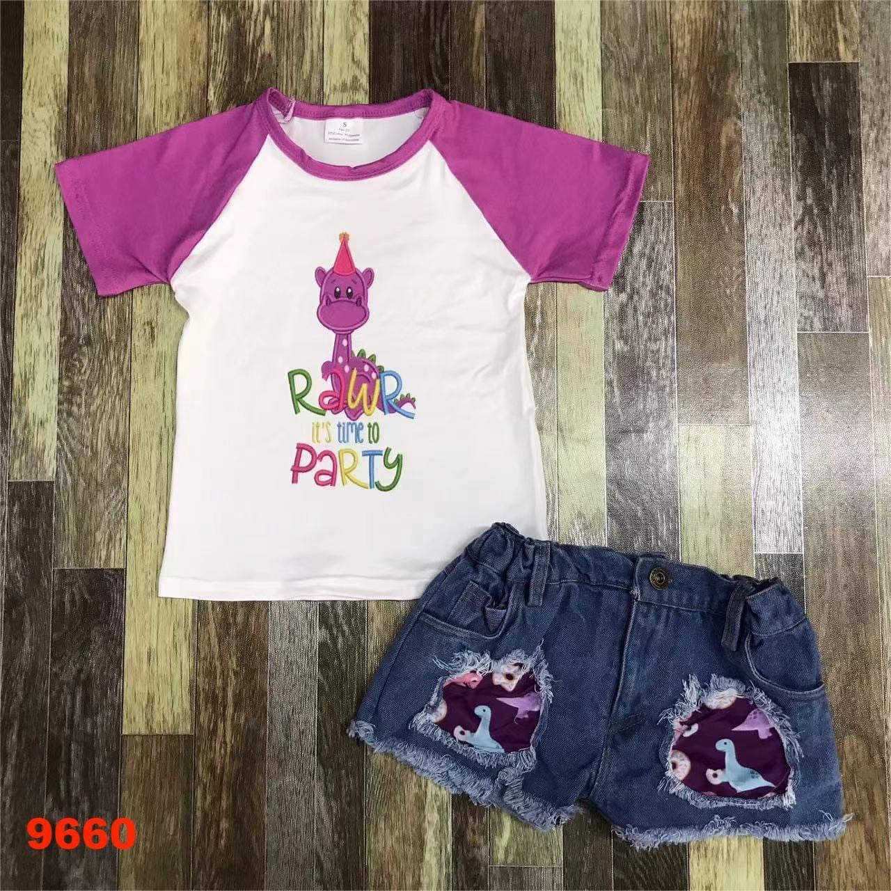 Rawr girls shorts set