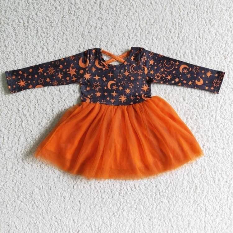 Pumpkin black top tulle bottom dress Aier
