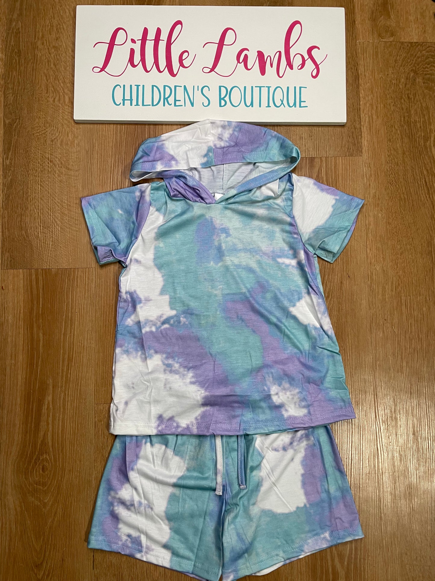 Blue White and Purple Tie Dye