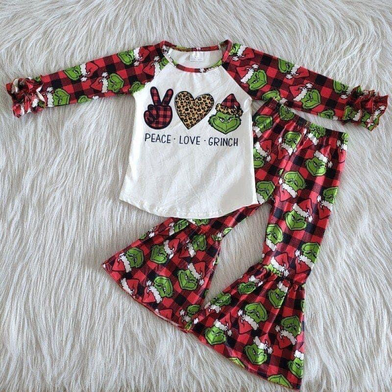 Peace love grinch bell set