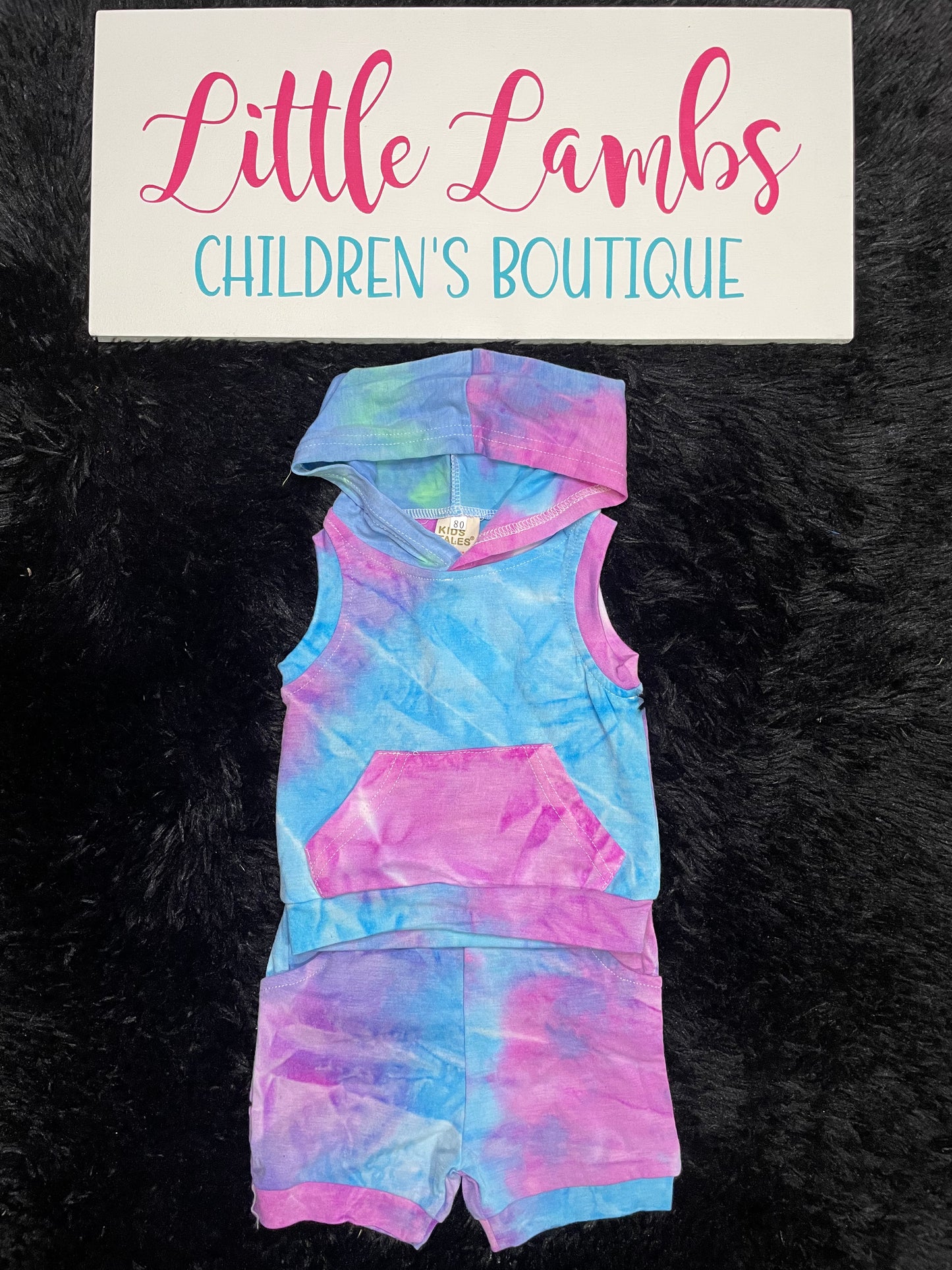 Purple and Blue Sleeveless Tie Dye Outfit