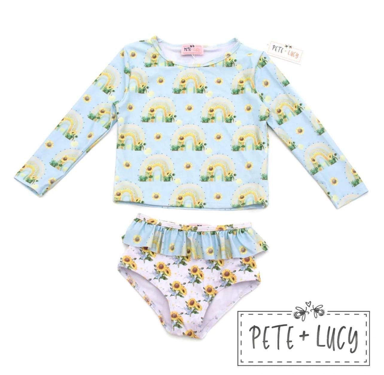 Pete and Lucy- Happy Sunflowers 2 Piece Swim Rash Guard