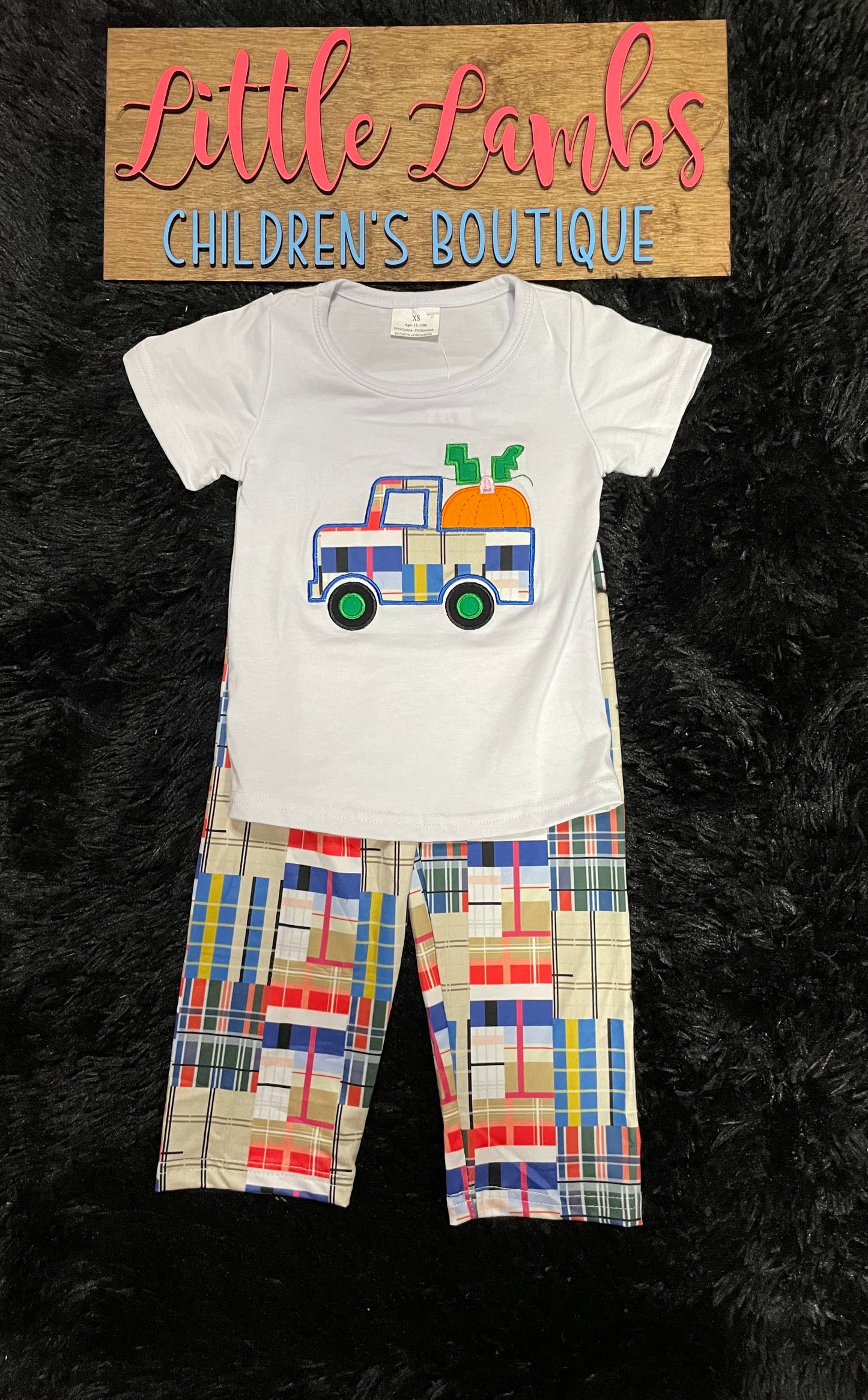 Plaid pumpkin boys outfit