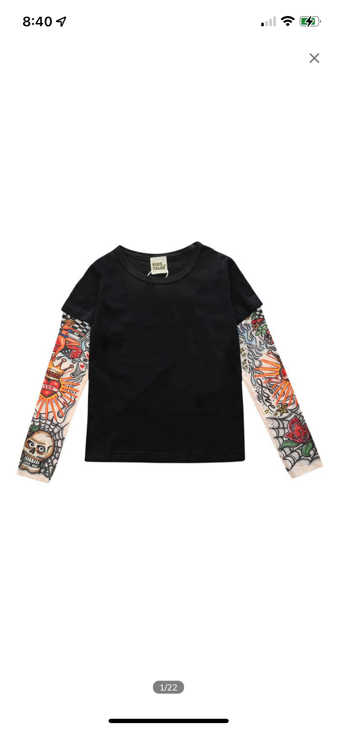 Boys Tshirt with fake tattoo sleeves