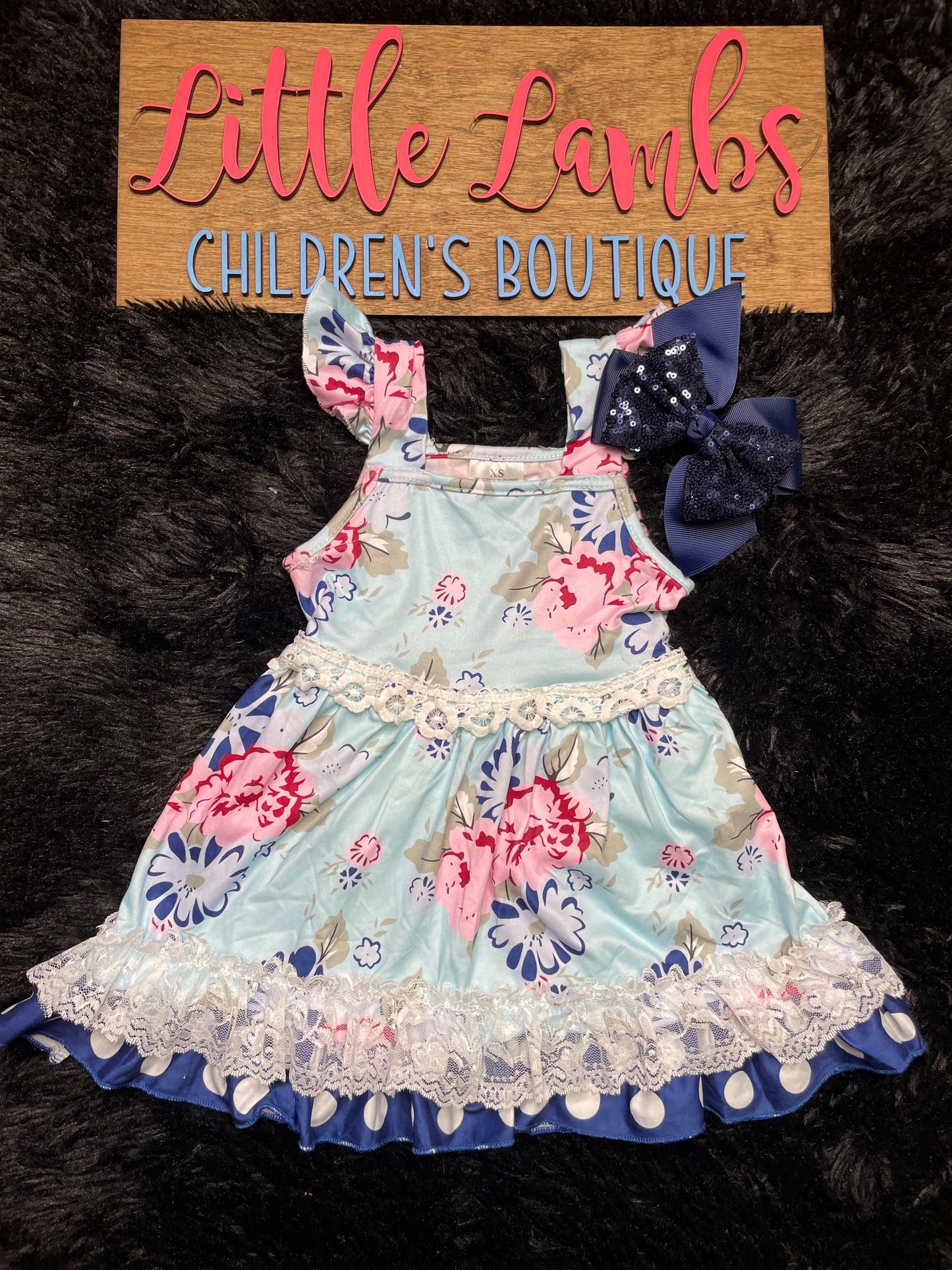 Blue Lace Floral Dress