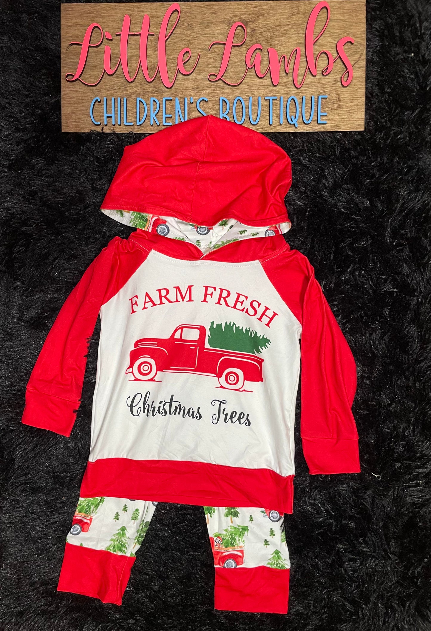 Hooded Red Truck Christmas