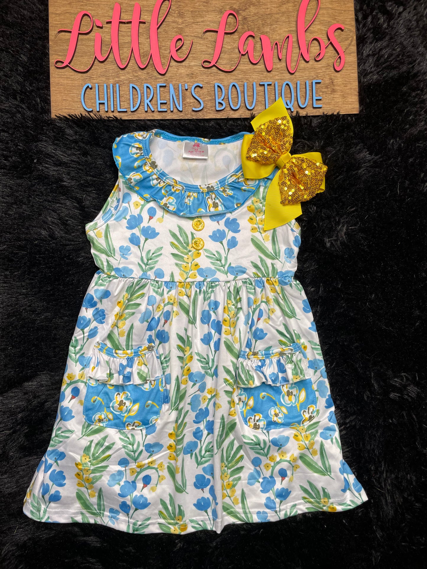 Blue and Yellow Floral Dress