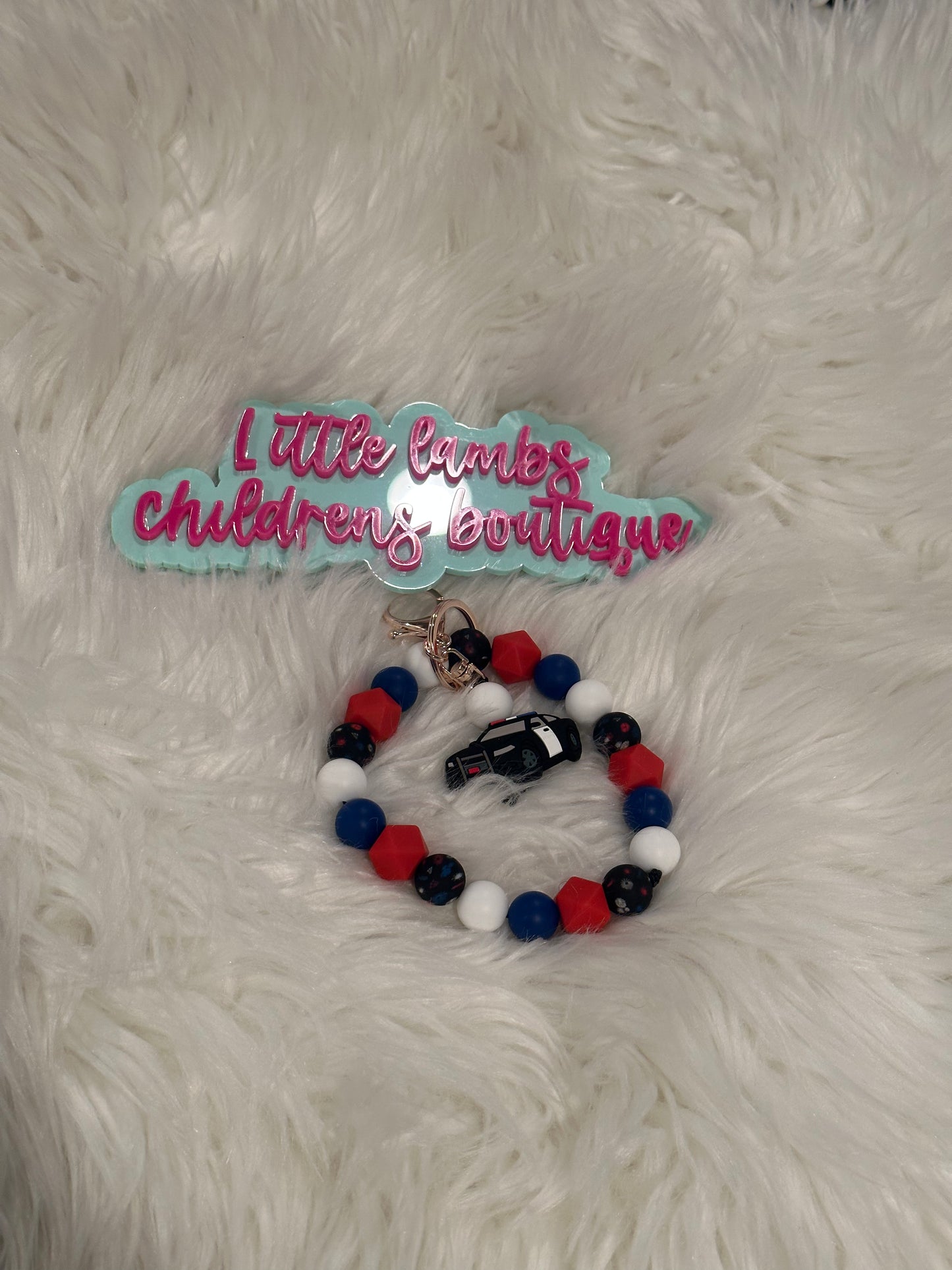 Police car focal bead wristlet