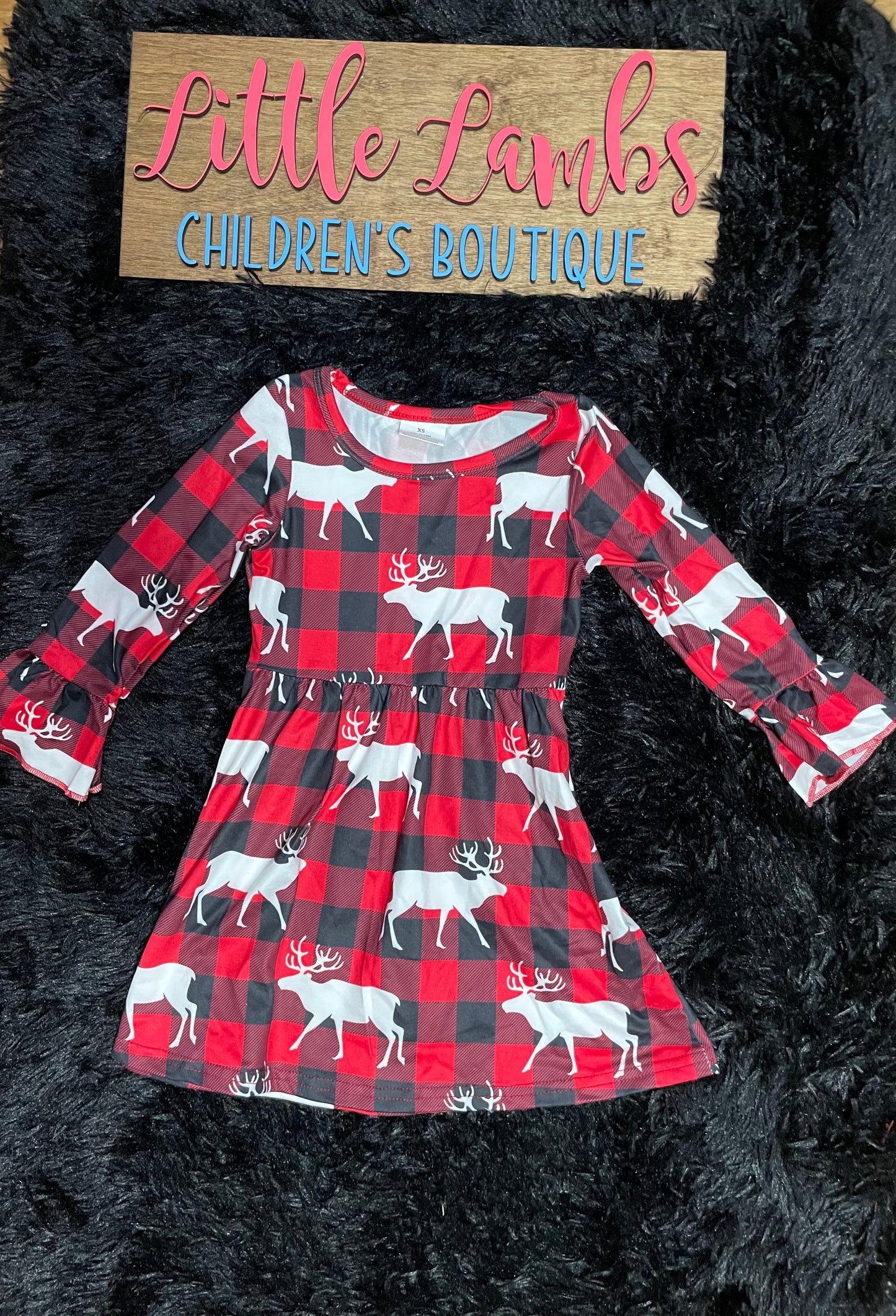 Plaid multiple Reindeer Christmas outfit
