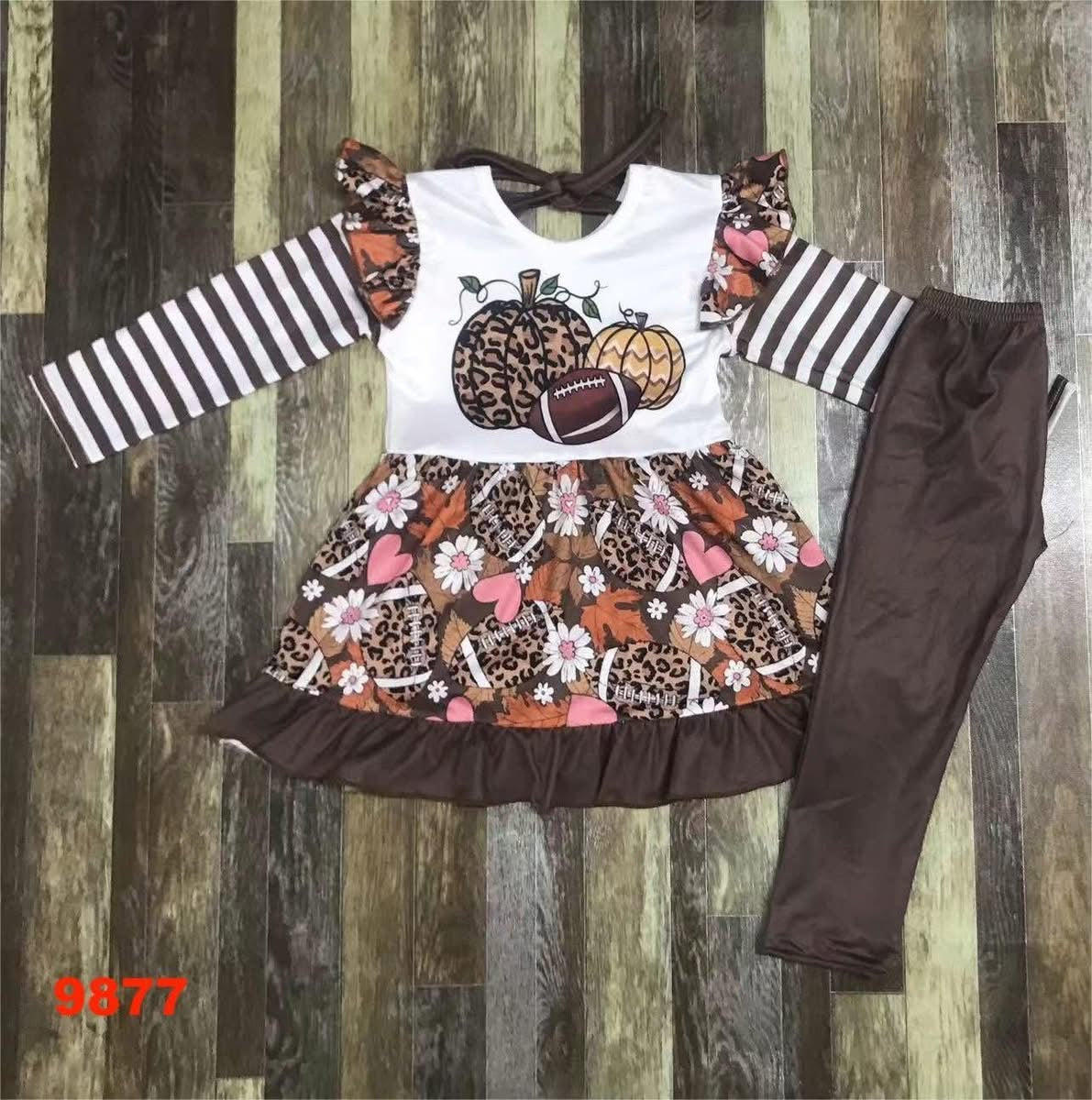 October clearance 2025-flower and football dress with leggings