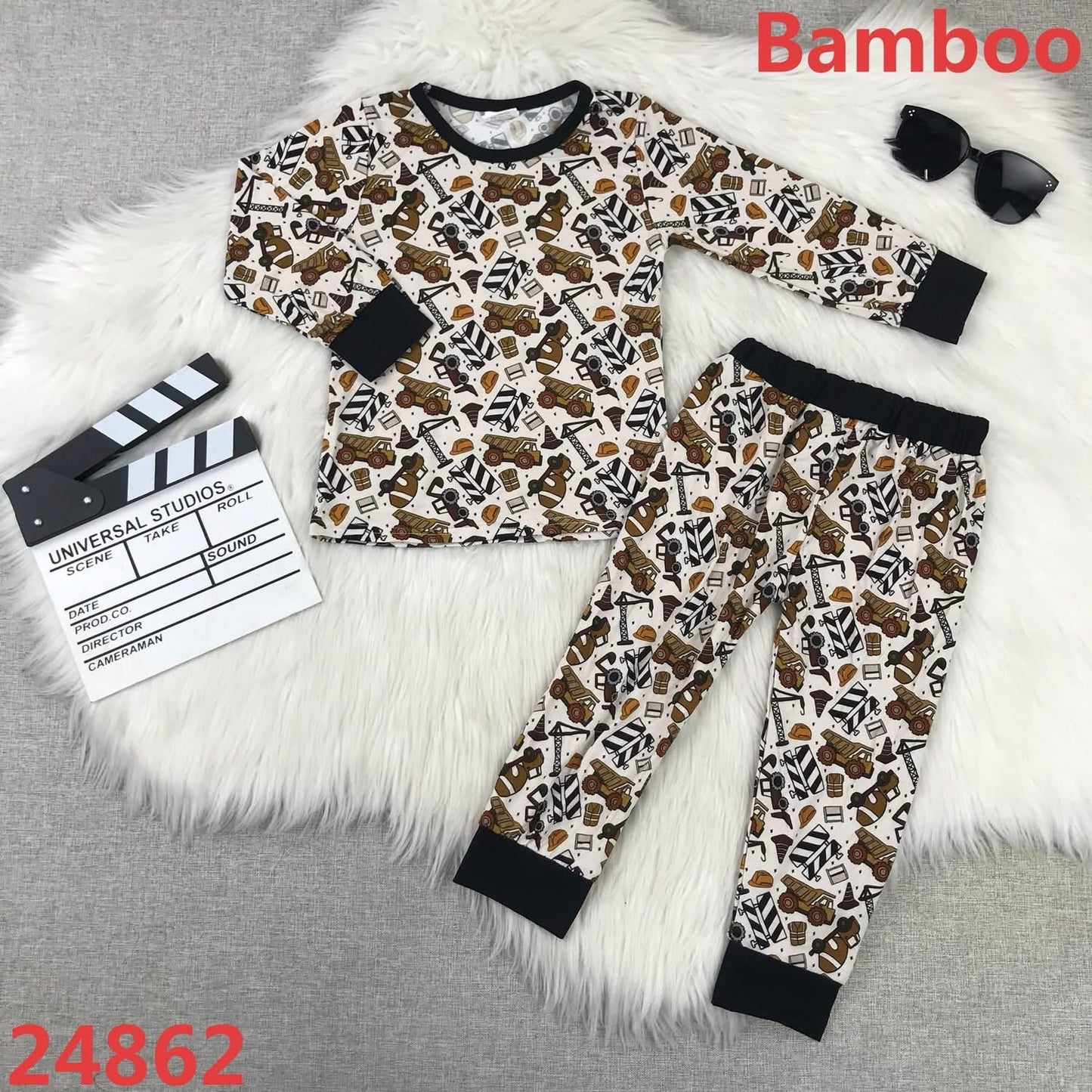 October2025preorder-construction truck pajama Bamboo