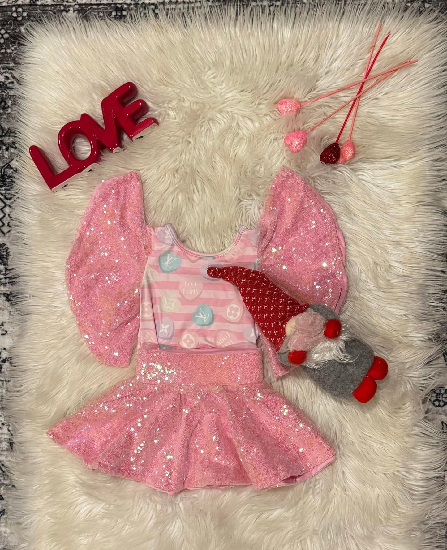 LL Vday Custom - Boujee Heart Skirt Set RTS