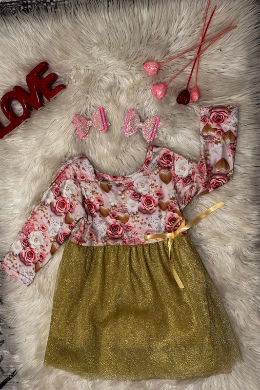 LL Vday Custom - Gold Flower Dress RTS