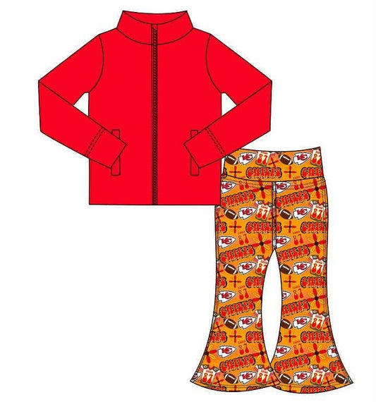 LL Christmas customs-2025-chiefs yoga flare pant with red zipper