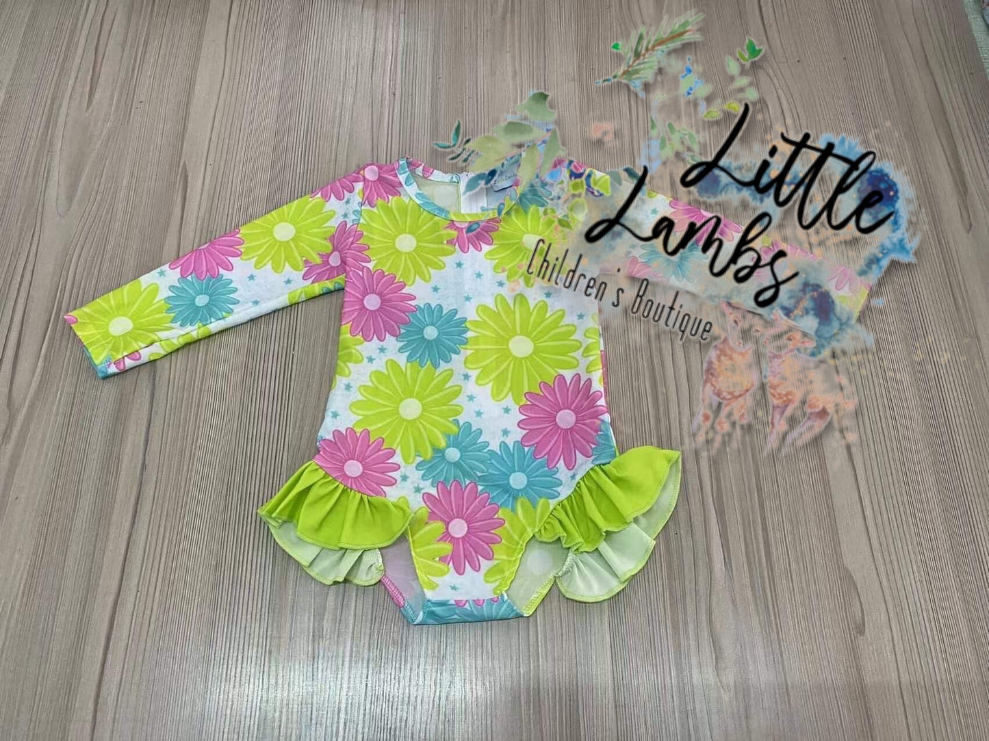 LL custom bright flower swimsuit