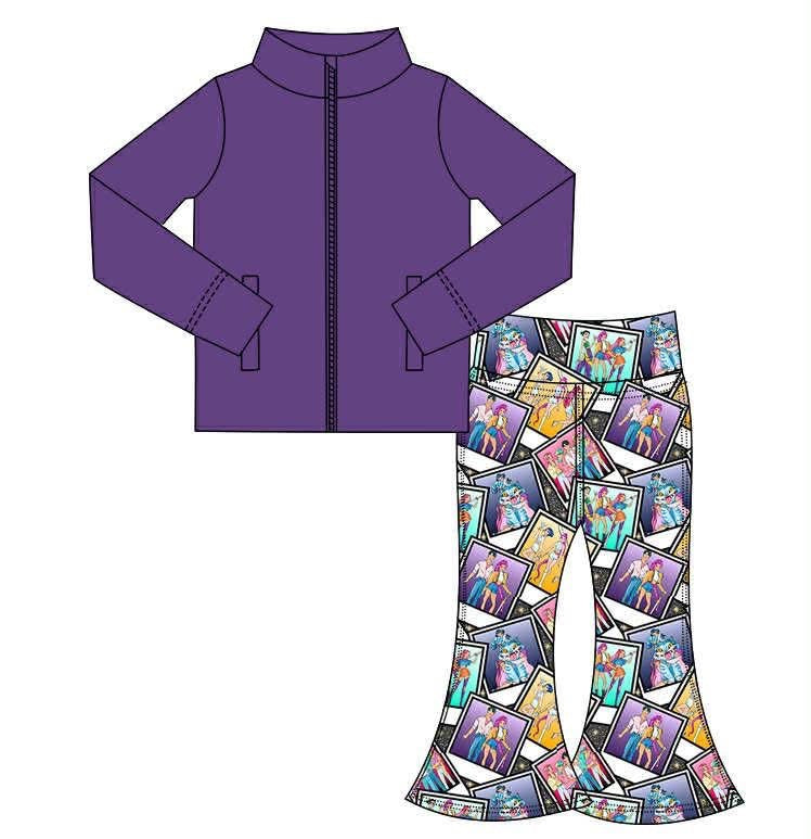 LL Christmas customs-2025-kpop yoga flare pant with purple zipper