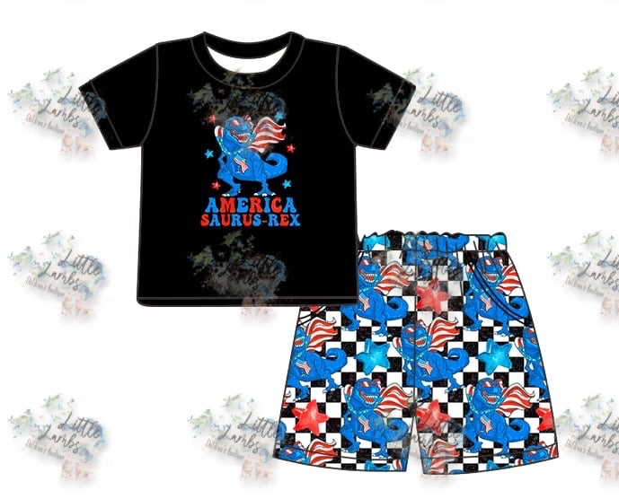LL 4th July Custom-Dino 4th short set