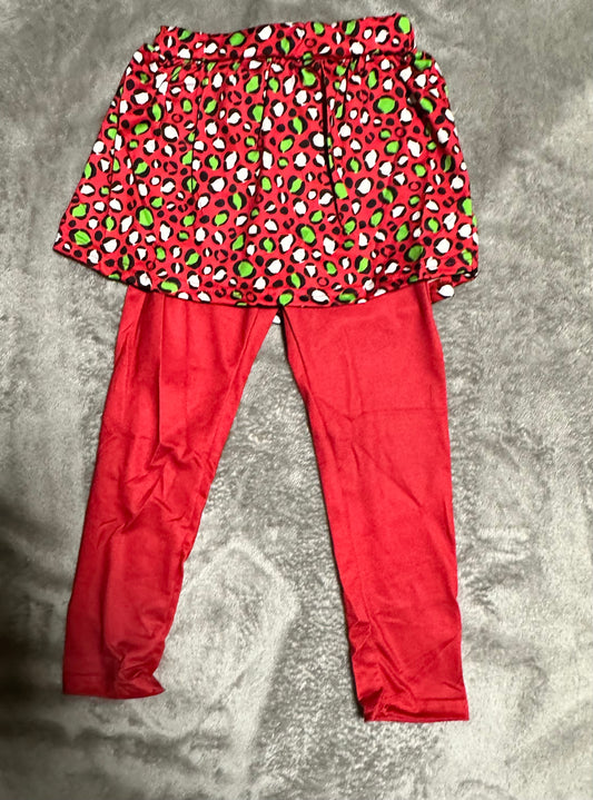 LL custom- green red cheetah skirt with leggings