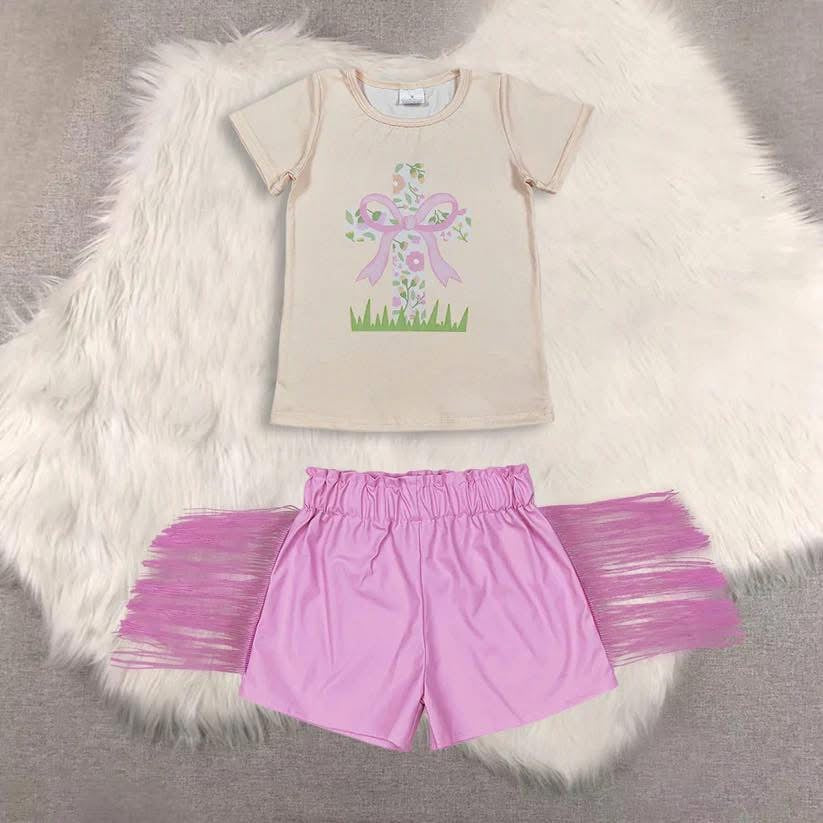 AR march 2026 preorder-pleather pink shorts with shirt