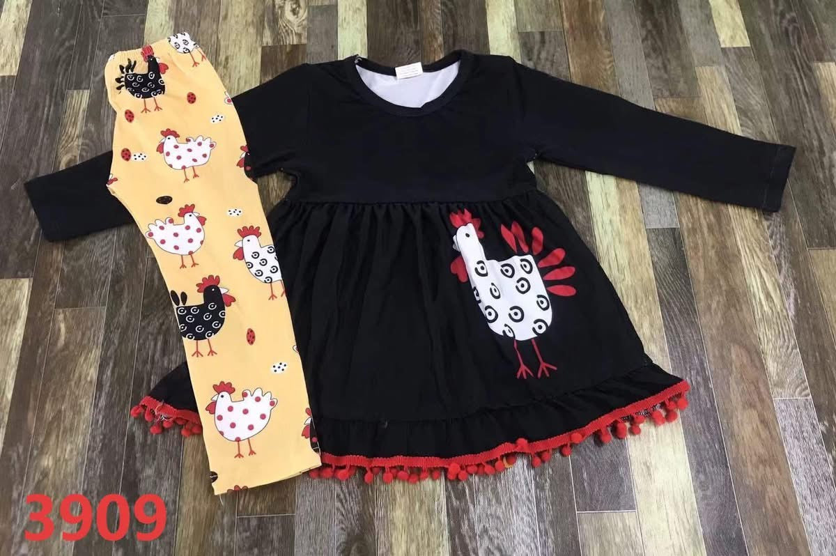 October clearance 2025-chicken dress with yellow pants