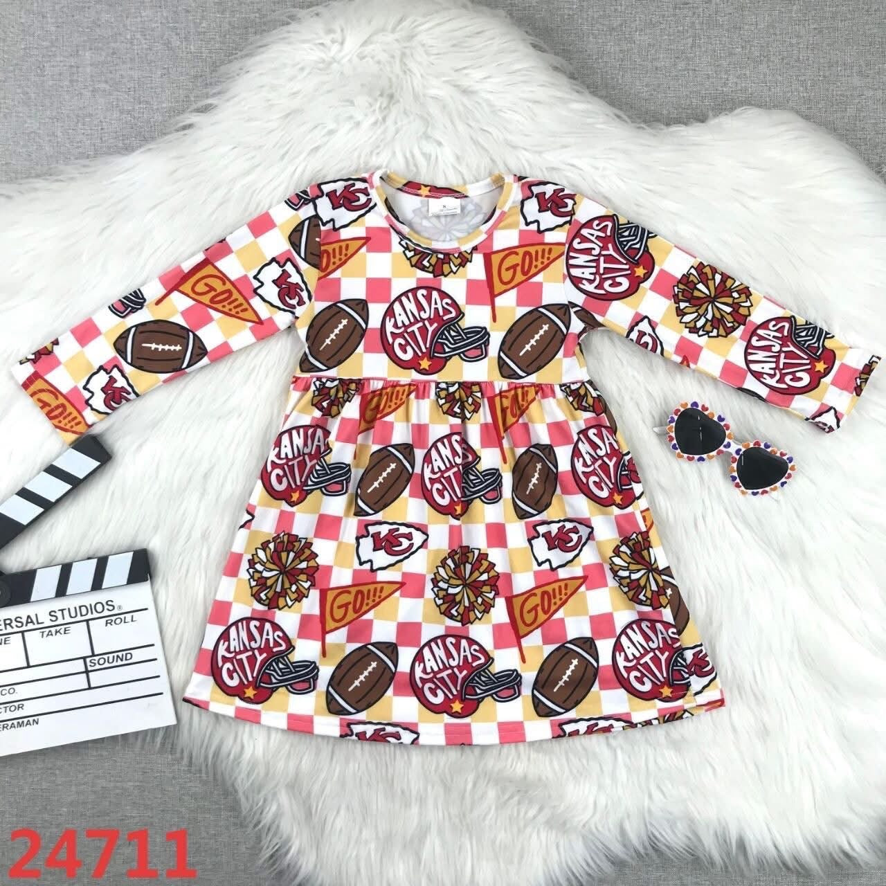 Chiefs yellow check dress