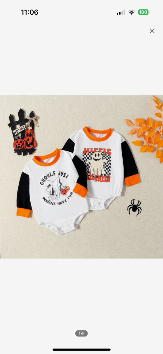 Orange Black Bubble Rompers
