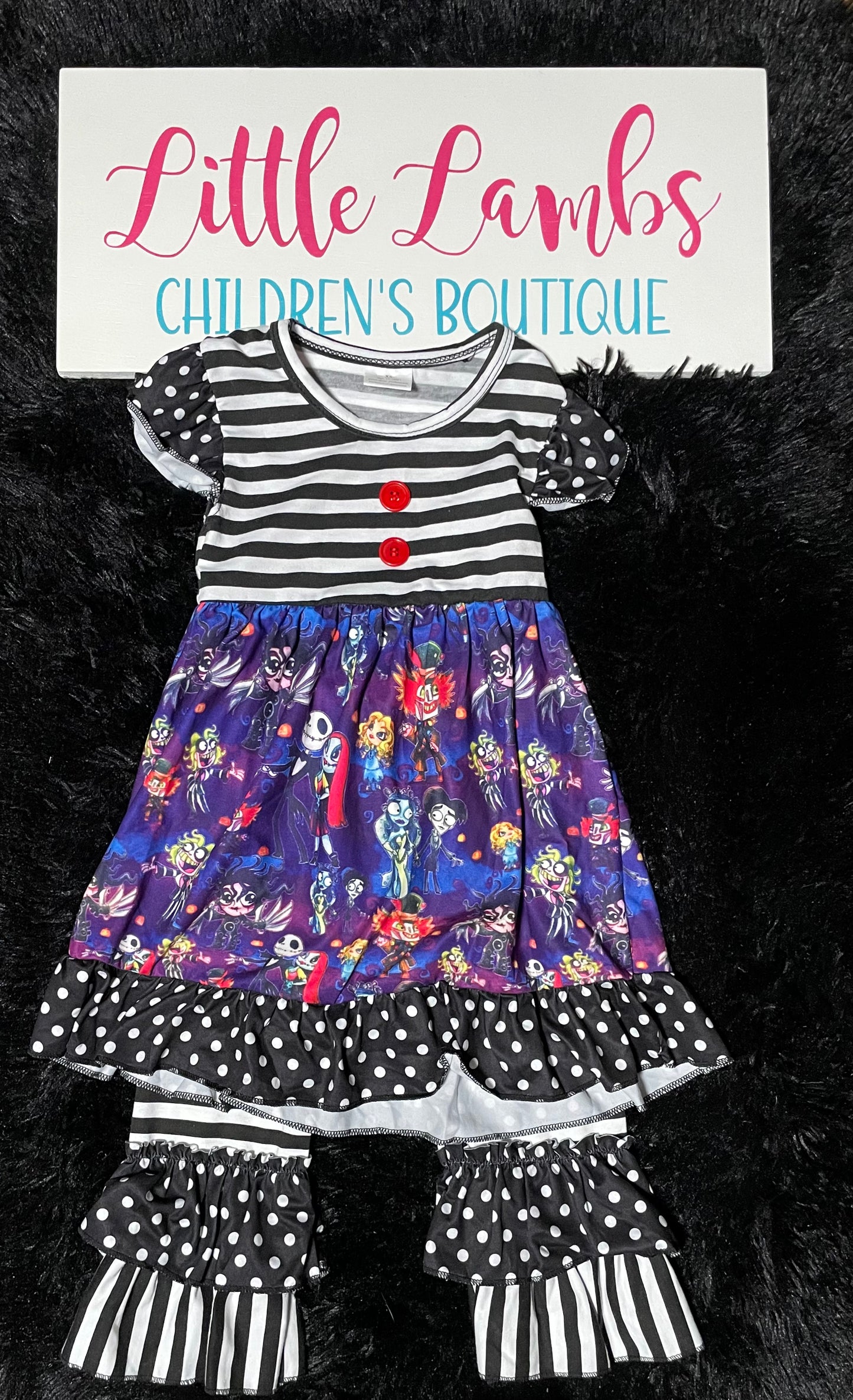 Tim Burton Stripped Dress with Pants