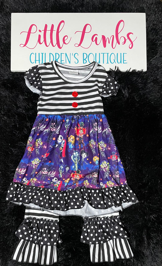 Tim Burton Stripped Dress with Pants