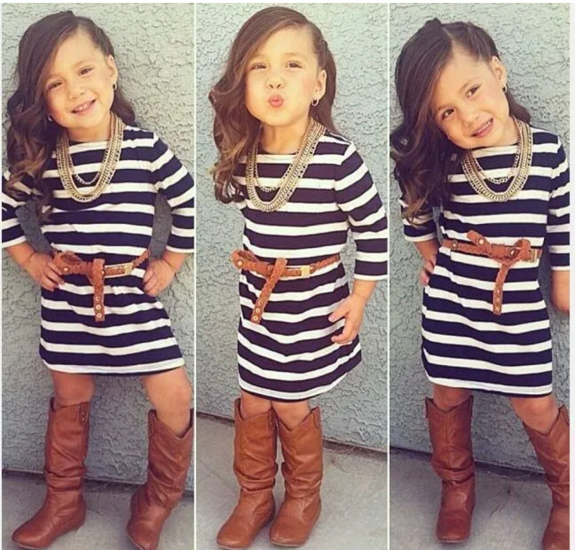 Stripe dress with belt