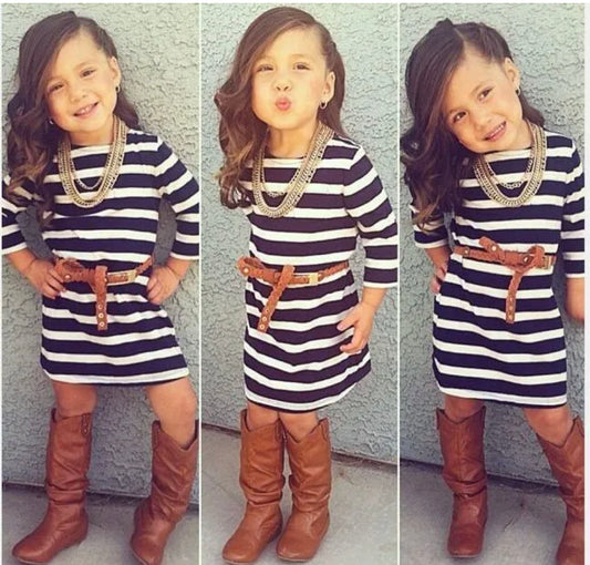Stripe dress with belt