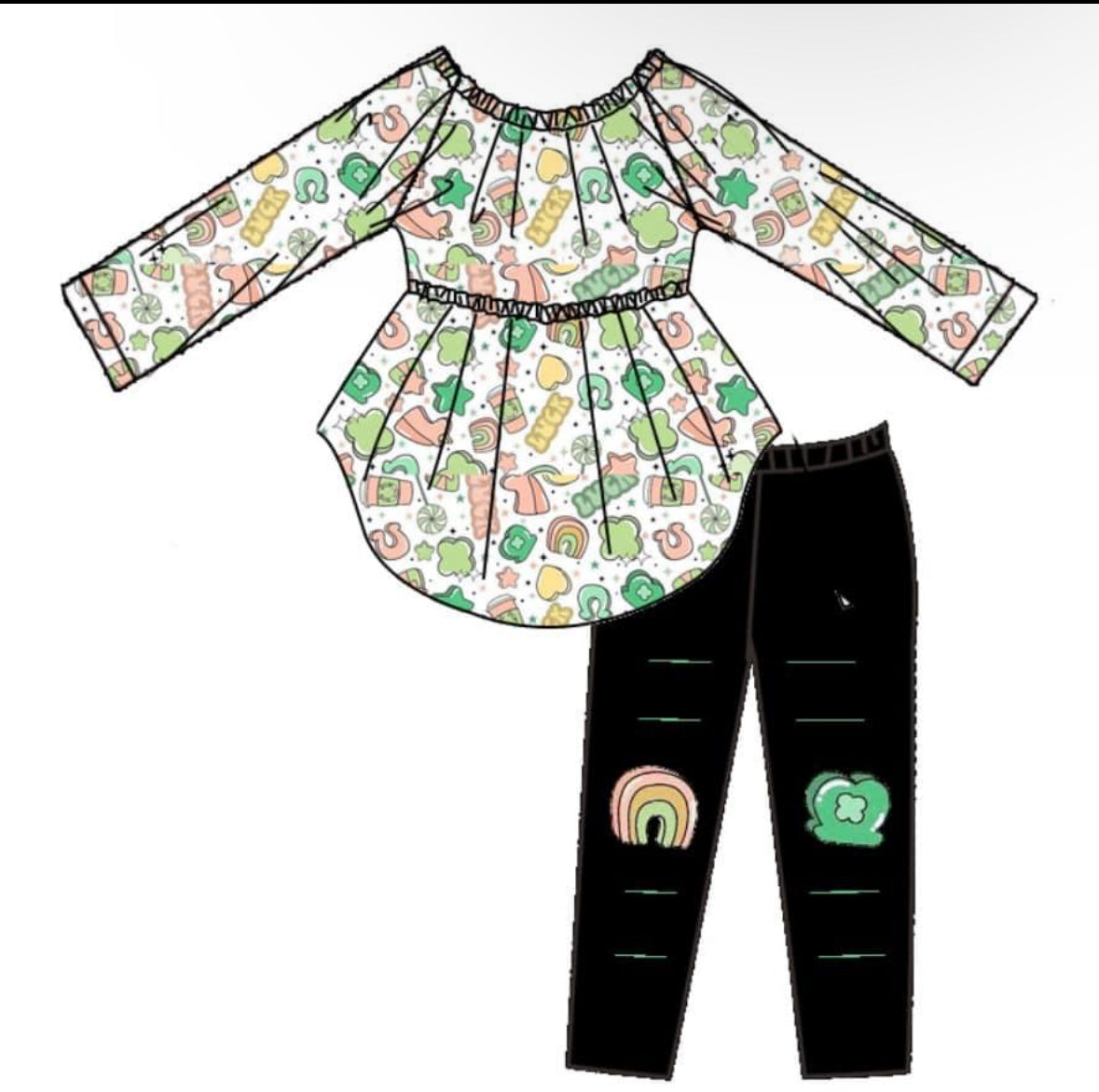 *LL Custom- st Patrick legging set boys