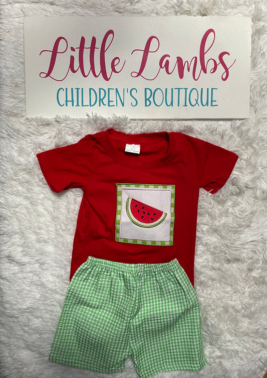 Boy’s Embroidered Watermelon short set