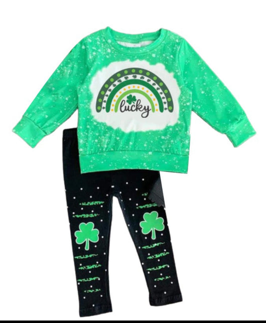 *LL Custom- st Patrick lucky shirt with leggings