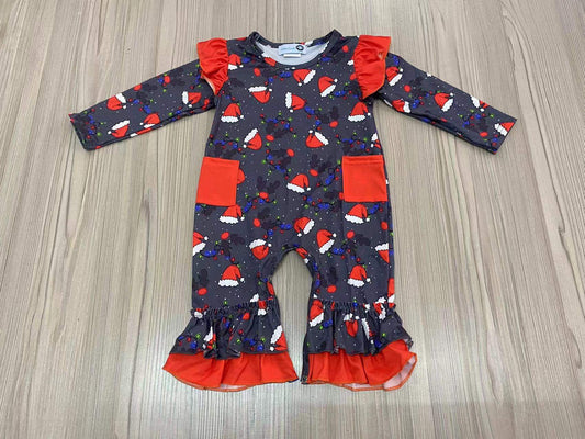 LL custom- Christmas Hat girl romper