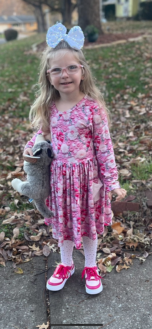 LL custom- pink 3d flower dress